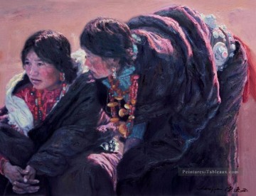 Femme tibétaine Chen Yifei Tibet Peinture à l'huile
